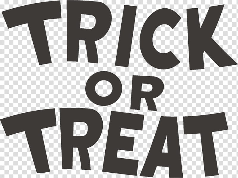 Trick or Treat halloween, Halloween , Text, Logo, Blackandwhite transparent background PNG clipart