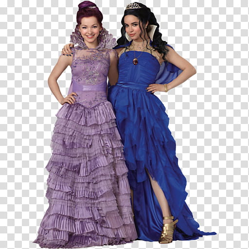 Disney Descendants Mega , two women in purple and blue dresses transparent background PNG clipart
