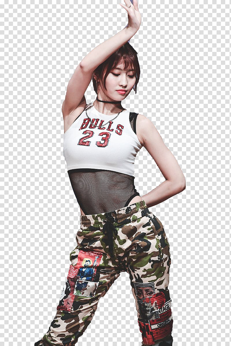 RENDER TWICE MOMO  s, Twice member raising her right hand pose transparent background PNG clipart