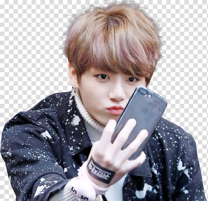 JungKook BTS, man taking selfie using iPhone transparent background PNG ...