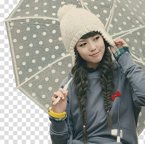 Female Ulzzang, woman using umbrella while smiling transparent background PNG clipart