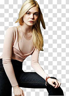 de Elle Fanning, woman wearing pink long-sleeved shirt transparent background PNG clipart