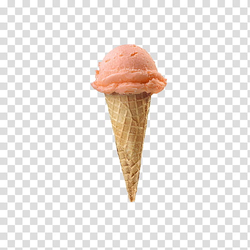 pink ice cream with brown cone close-up transparent background PNG clipart