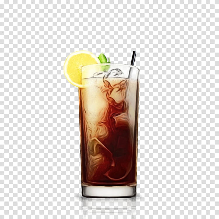 drink highball glass cuba libre rum swizzle cocktail garnish, Watercolor, Paint, Wet Ink, Long Island Iced Tea, Zombie, Alcoholic Beverage, Dark n Stormy transparent background PNG clipart