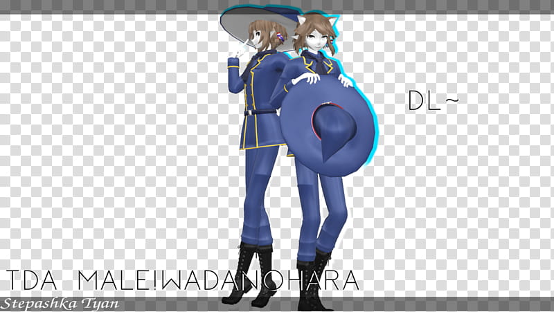 (MMD WATGBS) TDA Male!Wadanohara (test model+DL), two character illustration transparent background PNG clipart