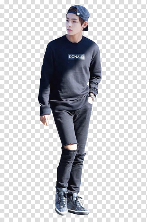 Kim Taehyung , man in black sweater transparent background PNG clipart