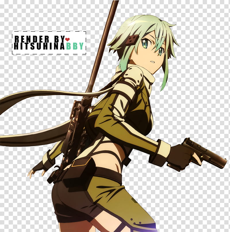 Sinon Render, green-haired woman anime character illustration transparent  background PNG clipart | HiClipart