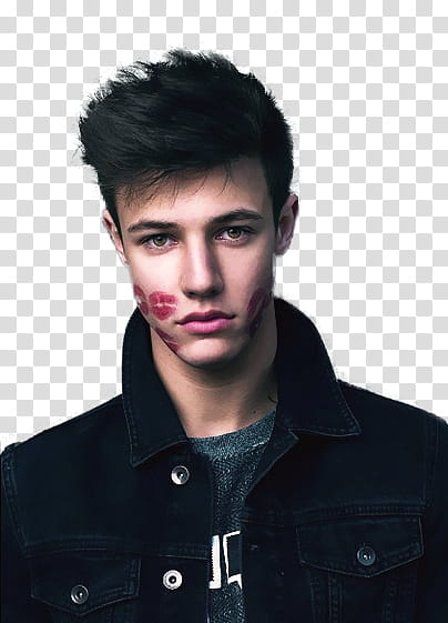 Cameron Dallas, lip mark on men's face transparent background PNG clipart