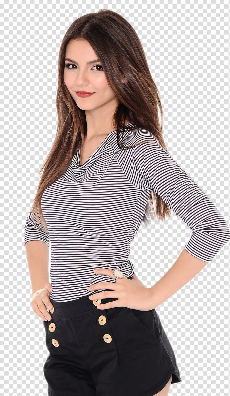 Victoria Justice, woman smiling while holding her waist transparent background PNG clipart