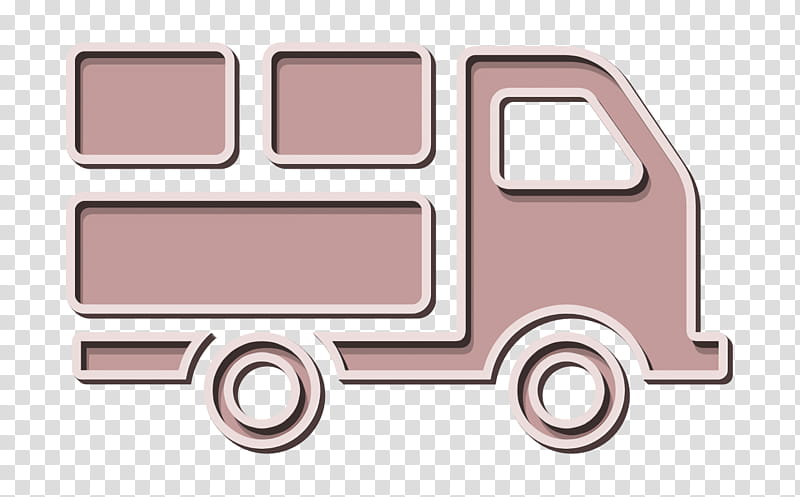 Delivery truck with packages behind icon Truck icon transport icon, Logistics Delivery Icon, Vehicle, Line, Car transparent background PNG clipart
