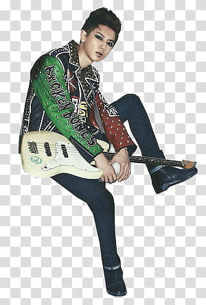 EXO PART TWO  S, man holding white guitar transparent background PNG clipart