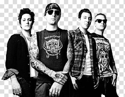 Avenged Sevenfold, grayscale graphy of four men transparent background PNG clipart