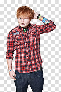 Ed Sheeran, black and red plaid dress shirt transparent background PNG clipart