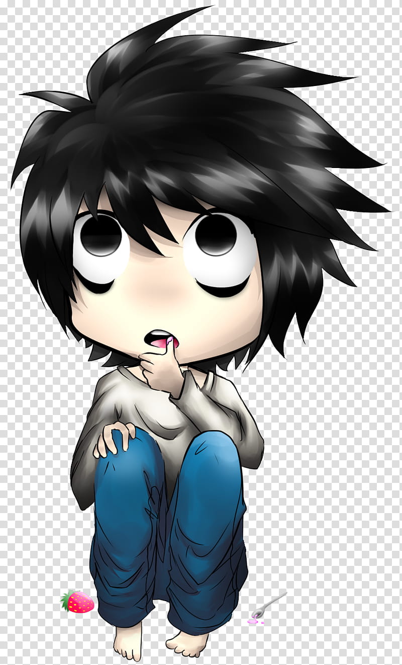 Death Note L Chibi, L character graphic transparent background PNG clipart