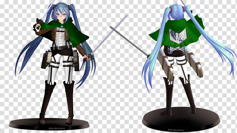 MMD: New comer: Shingeki no Kyojin: Miku, long blue-haired female anime character illustration transparent background PNG clipart