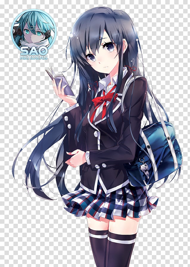 OreGairu&#;s Yukino Yukinoshita, Render, girl in black and blue school uniform illustration transparent background PNG clipart