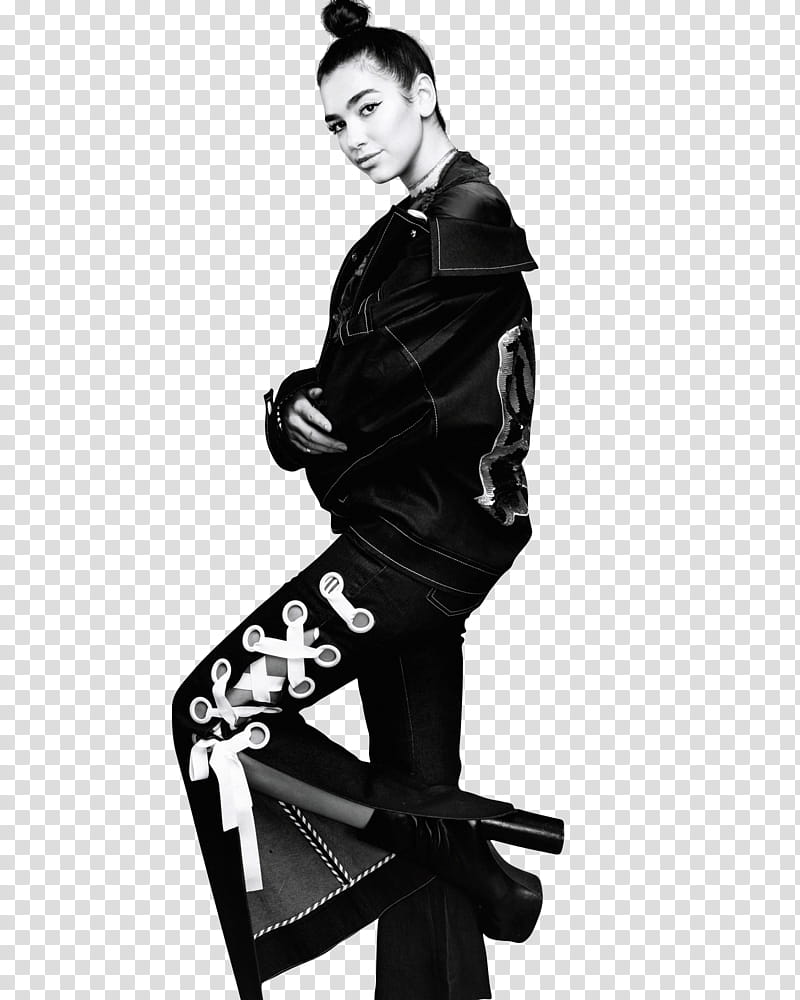 Dua Lipa, grayscale of woman standing transparent background PNG clipart