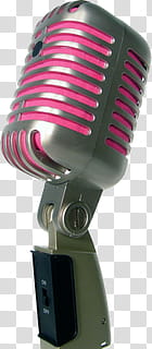 Mikrofon, grey and pink condenser microphone transparent background PNG clipart