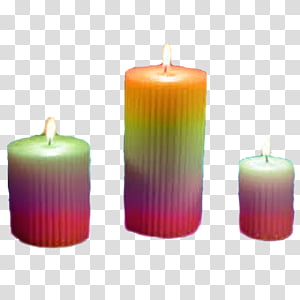 Velas Estilo Vintage, three lighted multicolored candles illustration transparent background PNG clipart thumbnail