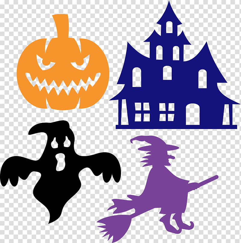 Happy Halloween Logo, Halloween , Jackolantern, Ghost, Witch, Pumpkin, Haunted House, Die Cutting transparent background PNG clipart