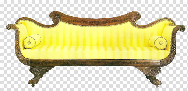Antique furniture in , brown and yellow rolled-arm sofa transparent background PNG clipart