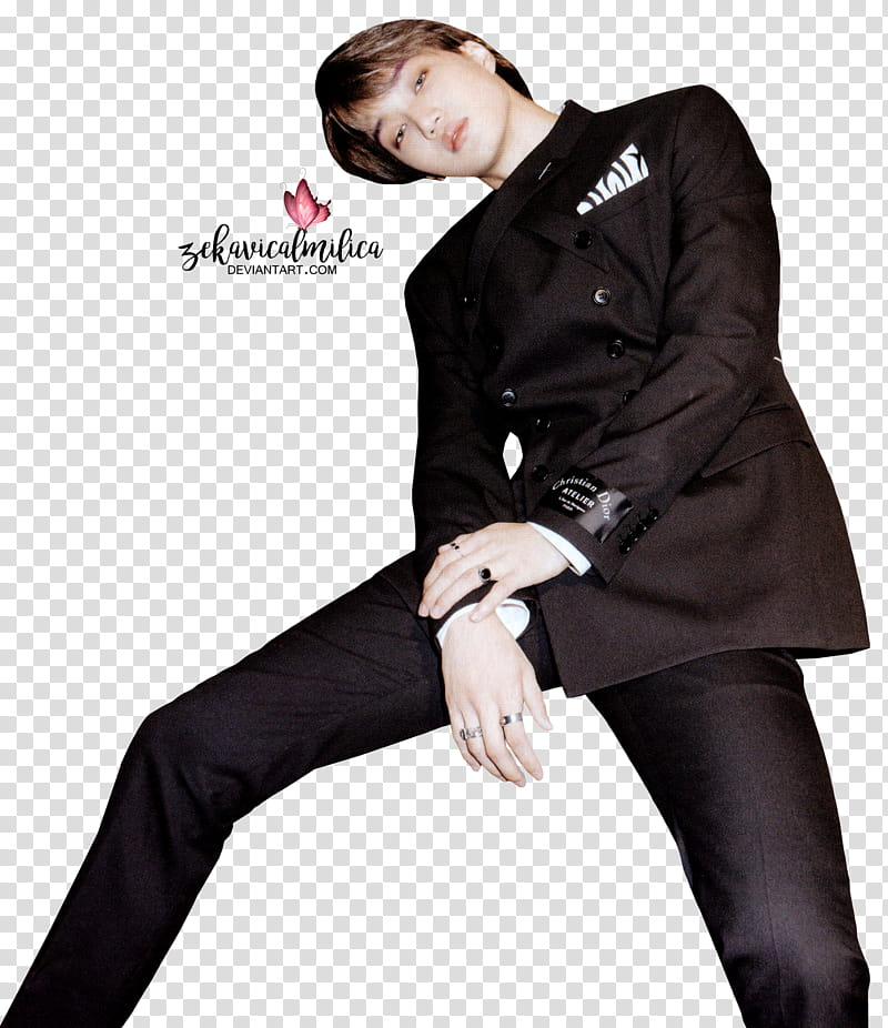 EXO Kai DMUMT UPDATED, man in black coat and pants posing for transparent background PNG clipart