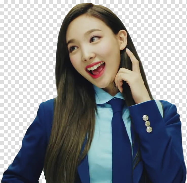 TWICE What Is Love MV, woman smiling while pointing ear transparent background PNG clipart