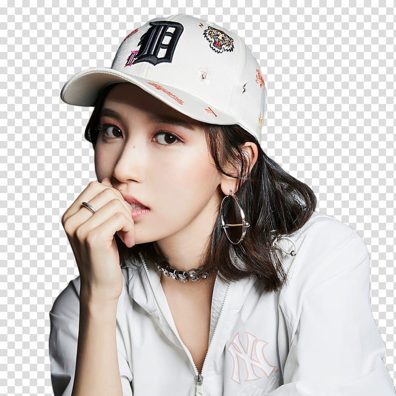 TWICE, woman wearing white baseball cap transparent background PNG clipart