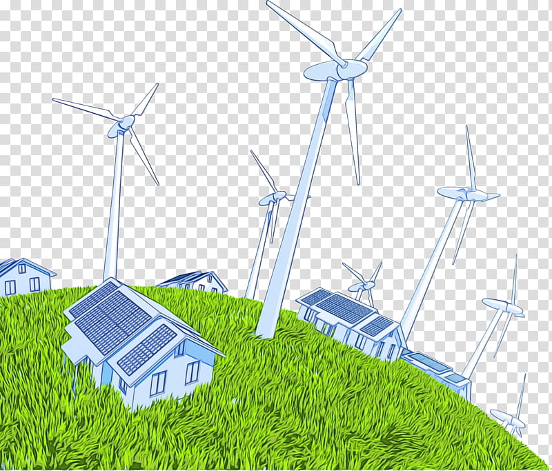 Electricity, Watercolor, Paint, Wet Ink, Wind Turbine, Energy, Wind Farm, Windmill transparent background PNG clipart