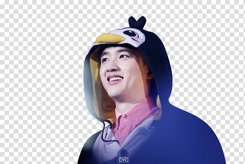 EXO D O Render , man wearing black and white penguin hooded jacket transparent background PNG clipart
