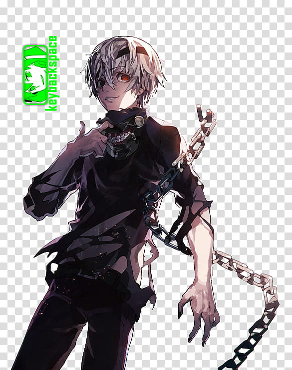 Kaneki Chain Tokyo Ghoul Render V Man With White Hair Wearing Black Top Anime Character Illustration Transparent Background Png Clipart Hiclipart