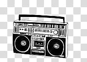 MUSIC, gray and black cassette radio transparent background PNG clipart