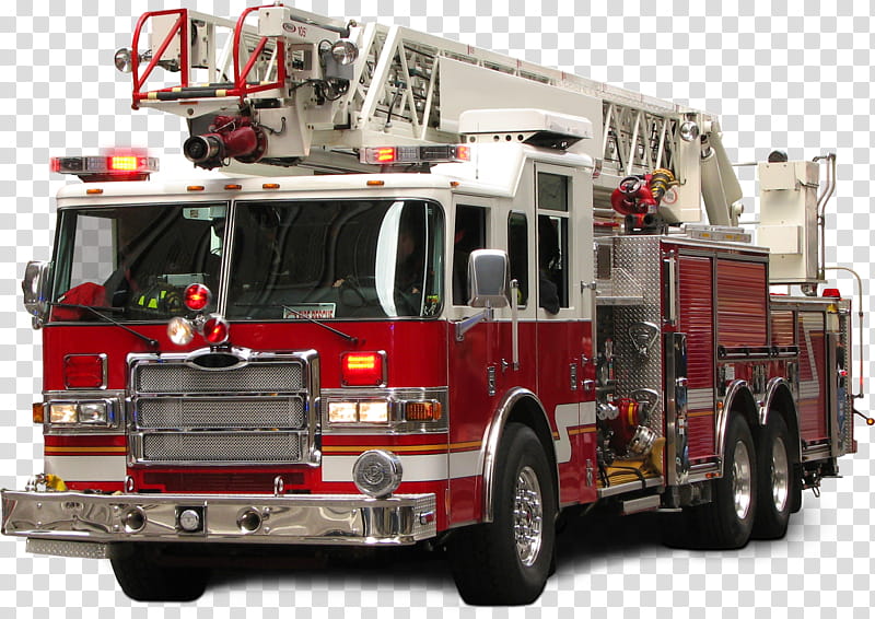 FIRE TRUCK, red and white fire truck transparent background PNG clipart