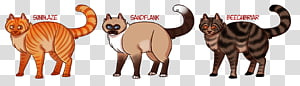 CLOSED 20pt Realistic Warrior Cat Adopts, three assorted-color cats transparent background PNG clipart thumbnail