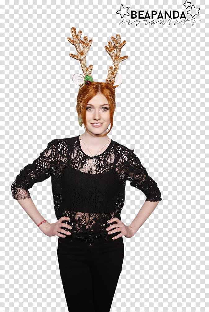 Shadowhunters, woman wearing black lace dress with deer headband transparent background PNG clipart