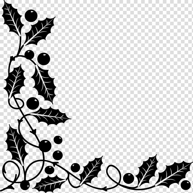 Christmas corners, black floral art transparent background PNG clipart