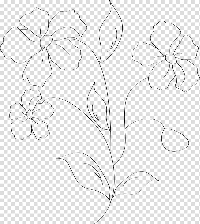 Floral Contour shop Brush, black flower illustration transparent background PNG clipart