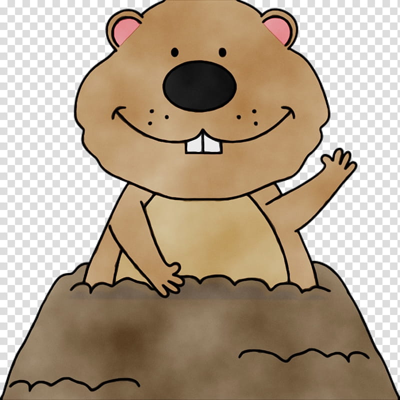 Groundhog day, Watercolor, Paint, Wet Ink, Cartoon, Animated Cartoon, Brown Bear, Animation transparent background PNG clipart