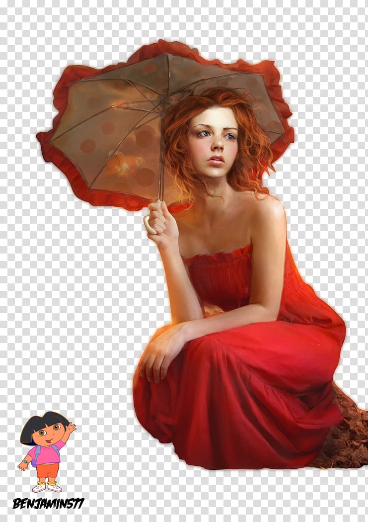 woman holding umbrella artwork transparent background PNG clipart