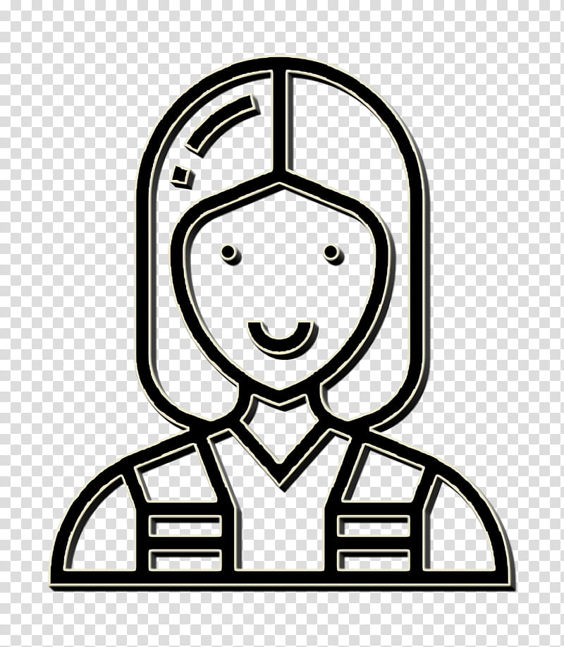 Careers Women icon Electrician icon, White, Line Art, Cartoon, Coloring Book, Blackandwhite transparent background PNG clipart