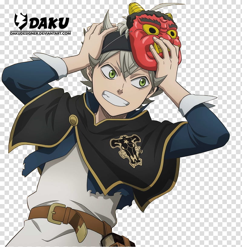 Render Asta Black Clover, Daku male anime character holding mask transparent background PNG clipart