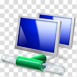 Vista RTM WOW Icon , Network, two gray flat screen monitors illustration transparent background PNG clipart