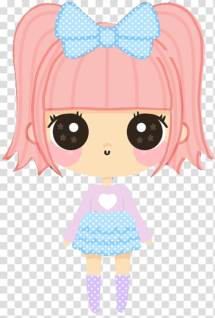 MiniDoll Kawaii, pink haired girl character standing transparent background PNG clipart