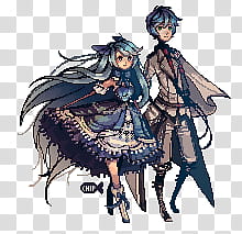 Pixel Princess, male and female anime characters transparent background PNG clipart