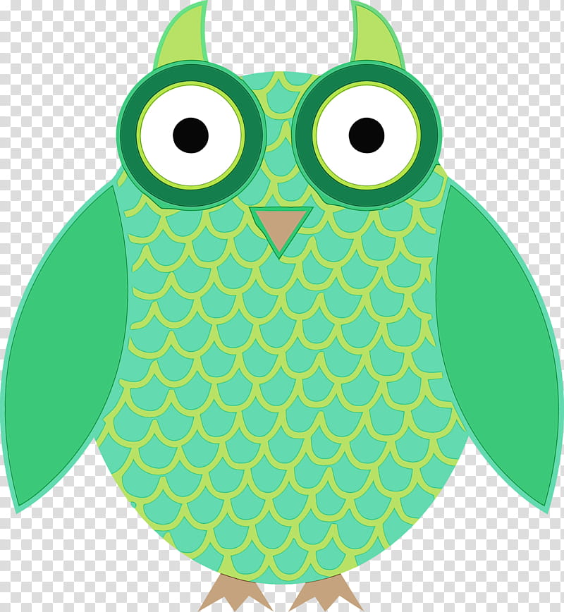 owl green turquoise bird bird of prey, Cartoon Owl, Cute Owl, Watercolor, Paint, Wet Ink transparent background PNG clipart