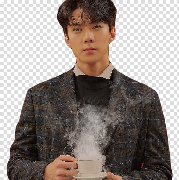 EXO UNIVERSE, man holding teacup and saucer transparent background PNG clipart