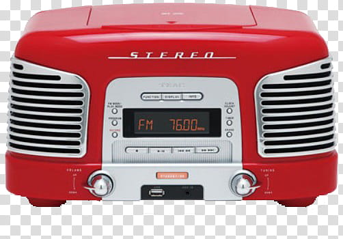 Vintage , red and gray FM stereo radio art transparent background PNG clipart
