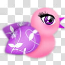 Lil cHick a Dees Icons,  cHick-a-Dee Pink-Lilac (floral), pink bird transparent background PNG clipart