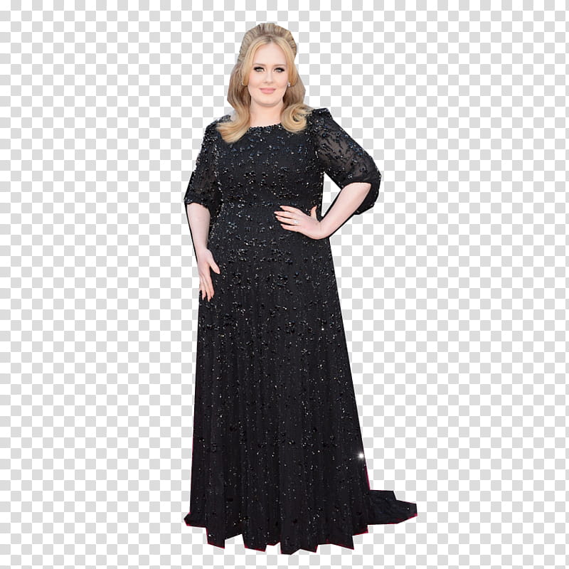 Famosos, Adele wearing black dress transparent background PNG clipart