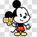 Mikey and Minnie, smiling Mickey Mouse holding yellow flowers illustration transparent background PNG clipart